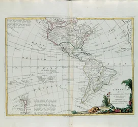 Amerika delt inn i sine hovedstater, gravering av G. Zuliani hentet fra Tome I of the Newest Atlas publisert i Venezia i 1776 av Antonio Zatta, Private Collection