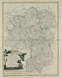 Styringer av Berri, Nivernois, Marche, Bourbon og Auvergne, gravering av G. Zuliani hentet fra Tome I of the Newest Atlas publisert i Venezia i 1776 av Antonio Zatta, Privat samling