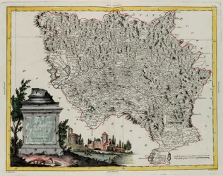 Firenzes territorium, gravering av G. Zuliani hentet fra Tome II av "Newest Atlas" utgitt i Venezia i 1783 av Antonio Zatta, Privat samling