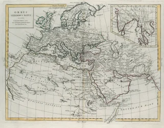 Verden kjent for de gamle, gravering av G. Zuliani hentet fra Tome IV av det nyeste atlas utgitt i Venezia i 1785 av Antonio Zatta, privat samling