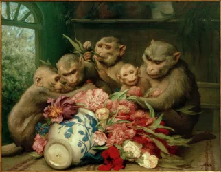 Botaniker (aper med blomstervase)