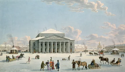 Bolsjojteatret, St. Petersburg av Gabriel eller Matthias Lory, ca. 1800, etter et maleri av Johann Georg de Mayr, ca. 1790 (gravering)