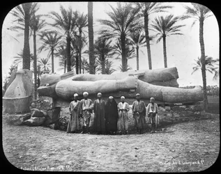 Falt kolossal statue av Ramses den store, Memphis, Egypt, c1890