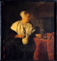Ribotteren. Maleri av Gabriel Metsu (1629 - 1667) Ec. Hol.