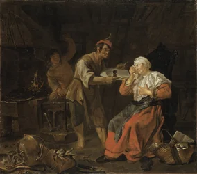 Gråtende kvinne i en smie