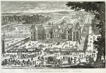 Utsikt over slottet Vaux Le Vicomte (Vaux-Le-Vicomte) fra inngangssiden (hager ved Le ours) - av Perelle, sent på 1600-tallet