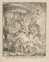 Allegori om ekteskap inngått av byen Paris ved fødselen av hertugen av Burgund, 1752.