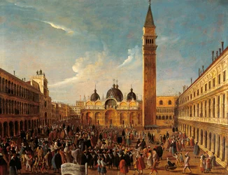 Italia, Veneto, Venezia, Siste karnevalsdag på Markusplassen, nærbilde