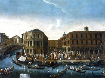 Passering av byrepresentanter til Rialto. Maleri av Gabriel Bella. Andre halvdel av 1700-tallet. Bildegalleri Querini Stampalia, Venezia (?).