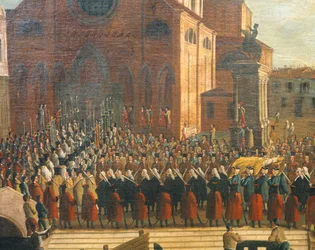 Dogens begravelse i kirken Santi Giovanni e Paolo, Gabriel Bella (1730-1799), olje på lerret.