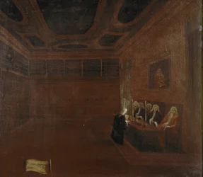 The Supreme Court of the Forty eller Council of the Forty, detalj (Venezia, Høyesterett i Quarantia. Detalj) - Maleri av Gabriele Bella (ca. 1730-1799). Venezia, Querini Stampalia Foundation