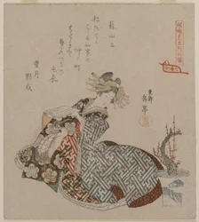 Courtesan Reading Beside a Potted Plomme Tree, fra serien Seven Courtesans Compared to Daoist Immortals