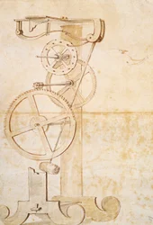 Tegning av Galileos pendelur, manuskript av Galileo Galilei (1564-1642), 85 gal, f 50 r.