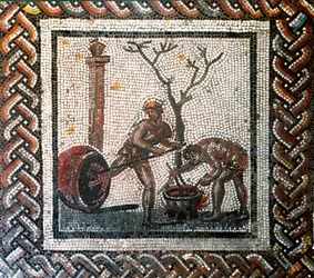 Jar poistering scene. (mosaikk, slutten av 2., begynnelsen av 3. århundre)