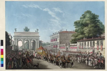 Keiser Franz Is inntreden i Milano den 10. mai 1825 (akvatint)