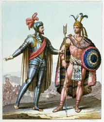 Hernán Cortés møter Montezuma II i 1519
