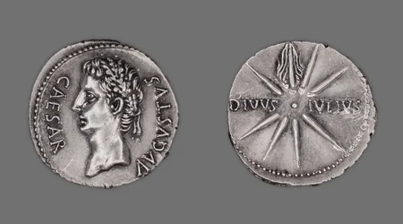 Denarius skildrer keiser Augustus, 19-18 f.Kr