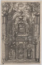 Catafalque for Ferdinand, fra en uidentifisert bok, ca. 1660-95.