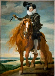 Ridesportrett av Don Diego Messia Felipe de Guzmán, markis av Leganes … (maleri på lerret)