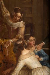 Sognekirke (Eglise Saint-Brice). Paintin "Erkehertugen Isabel av Spania gir smykkene sine til basilikum Saint-Martin av Halle". Gaspar de Crayer.