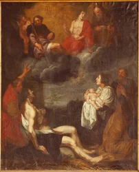 Sognekirke (Sint-Pieterskerk). Interiør. Sørgang. Alteret. Maleri. Kristi fødsel. Attr. til G De Craeyer. 17. århundre. (maleri)