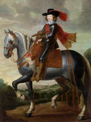 Portrett av Ferdinand av Østerrike (1609-1641) (Don Fernando) - Rytterportrett av kardinal-Infante Ferdinand av Østerrike Peinture de Caspar de Crayer (1584-1669) 1650-1669 Olje på lerret - Groeningemuseum, Brugge
