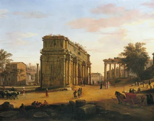 Buen til Septimius Severus i Roma, av Gaspar van Wittel (1652 eller 1653-1736), olje på panel, 565 x 9056 cm, detalj