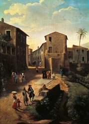Utsikt over Tivoli, av Gaspar van Wittel (1652 eller 1653-1736), detalj