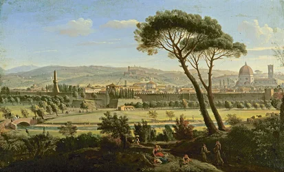 Utsikt over Firenze fra Bolognaveien (olje på lerret)