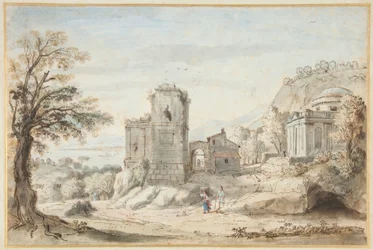 Landskap med ruiner og et tempel, 1716