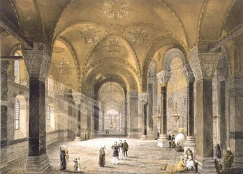 Hagia Sophia, plate 5: nordinngangen, gravert av Louis Haghe (1806-85) utgitt 1852 (litho)