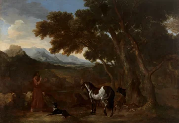 Dughet - Landskap med en eremitt som preker for dyr, 1637–1638