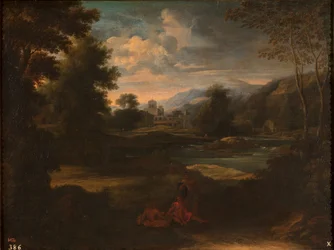 Dughet - Landskap med tre figurer, 1648–1650