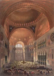 Interiør i Haghia Sophia, Konstantinopel, pub. 1852