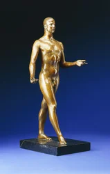 Man Walking - Portrait of Lincoln Kirstein, ca. 1933 (pakke forgylt bronse på årebase av svart marmor)