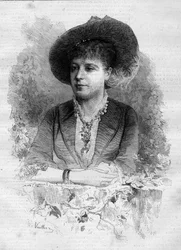 Portrett av Rosita Mauri (1849-1923), spansk klassisk danser. Gravering av Vuillier i "" Le Monde Illustré"" nr. 1237 av 11. desember 1880.