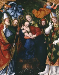 Madonna, barn og hellige, 1516 (panel)