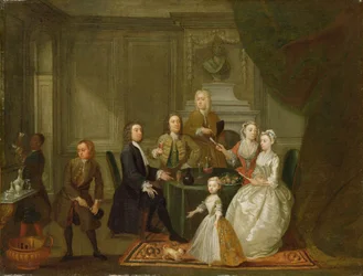 Gruppeportrett, sannsynligvis av familien Raikes, ca. 1730-32 (olje på lerret)