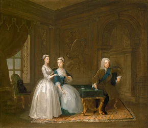 Portrett av John Montagu, hans kone og deres yngre datter (olje på lerret)