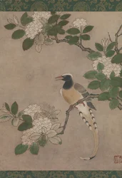 Magpie på Viburnum Branch, tidlig på 1500-tallet.