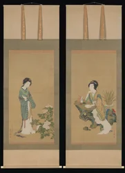 Yanji med orkideer og Yang Guifei med peoner, 1785.