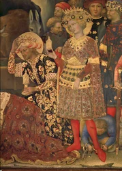 To hellige konger presenterer gavene sine (tempera på tre)