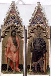 To helgener fra Quaratesi Polyptych: St. Johannes døperen og St. Georg 1425 (tempera på panel) (detalj av 53943, se også 85684)
