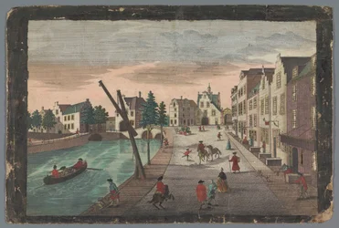 Utsikt over Rotterdamse Poort og Ketelpoort i Delft Prospect der Ketel bey dem Rotterdammer Thor, indre del av byen Delft