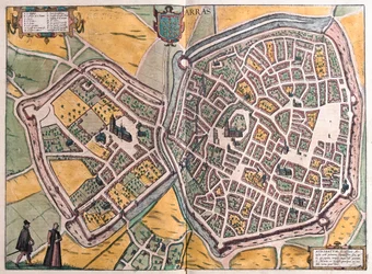 Arras, Calais - Nord-Frankrike - i #39;Civitates Orbis Terrarum#39; av Georg Braun, Köln 1617