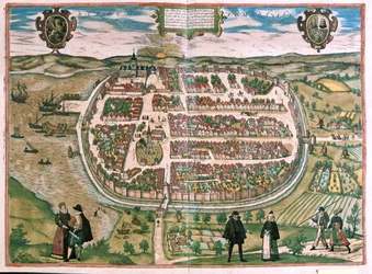 Barth i Pommern, Tyskland - i #39;Civitates Orbis Terrarum#39; av Georg Braun, Köln 1617