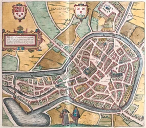 Bergen, Norge, i #39;Civitates Orbis Terrarum#39; av Georg Braun, Köln 1617