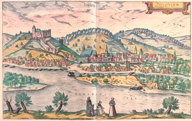Bratislava, Slovakia - i #39;Civitates Orbis Terrarum#39; av Georg Braun, Köln 1617
