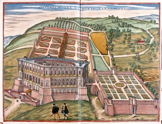 Caprarola og hager, Italia - i #39;Civitates Orbis Terrarum#39; av Georg Braun, Köln 1617