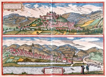 Dillenburg - Siegen, Tyskland - i #39;Civitates Orbis Terrarum#39; av Georg Braun, Köln 1617